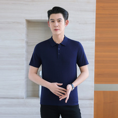 华家那男士100%精纺丝光羊毛POLO衫