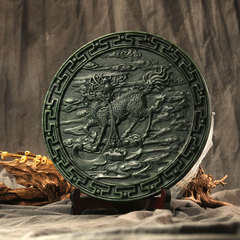 和田玉碧玉麒麟坐上宝